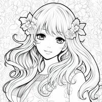 Anime Girl Coloring Pages photo