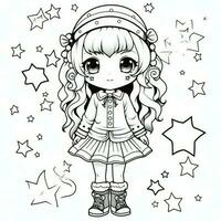 Anime Girl Coloring Pages photo