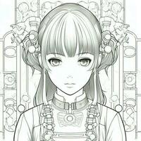 Anime Girl Coloring Pages photo