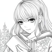 Anime Girl Coloring Pages photo