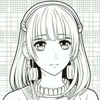 Anime Girl Coloring Pages photo