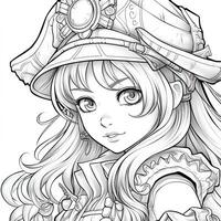 Anime Girl Coloring Pages photo