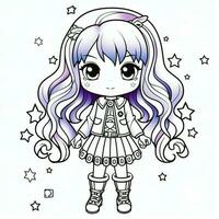 Anime Girl Coloring Pages photo