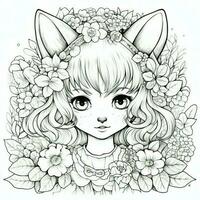 Anime Girl Coloring Pages photo