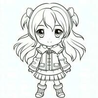 Anime Girl Coloring Pages photo