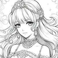 Anime Girl Coloring Pages photo