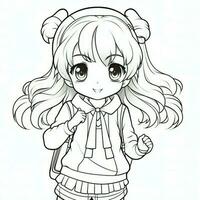 Anime Girl Coloring Pages photo