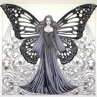 Art Nouveau Butterfly Coloring Pages photo