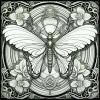 Art Nouveau Butterfly Coloring Pages photo