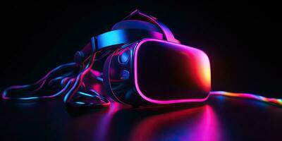 ai generado. ai generativo. vr virtual realidad máscara auriculares futuro tecnología. gráfico Arte foto