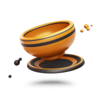 3d illustration of deep empty bowl for food, products. Set of bowls with their bases on a transparent background png