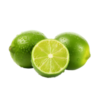 Natural fresh green lime sliced with water drop. AI Generated png