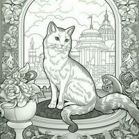 Art Nouveau Cats Coloring Pages photo