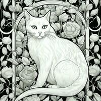 Art Nouveau Cats Coloring Pages photo