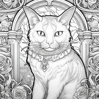 Art Nouveau Cats Coloring Pages photo