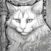 Art Nouveau Cats Coloring Pages photo