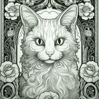 Art Nouveau Cats Coloring Pages photo