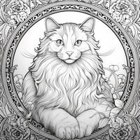 Art Nouveau Cats Coloring Pages photo