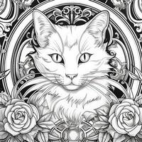 Art Nouveau Cats Coloring Pages photo