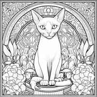 Art Nouveau Cats Coloring Pages photo