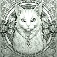 Art Nouveau Cats Coloring Pages photo