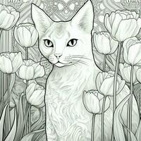 Art Nouveau Cats Coloring Pages photo