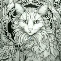 Art Nouveau Cats Coloring Pages photo