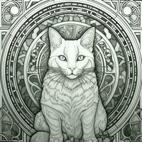 Art Nouveau Cats Coloring Pages photo