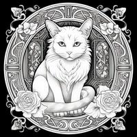 Art Nouveau Cats Coloring Pages photo