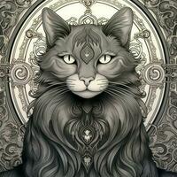 Art Nouveau Cats Coloring Pages photo