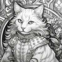 Art Nouveau Cats Coloring Pages photo