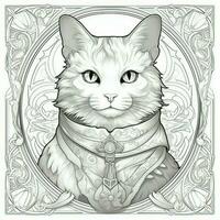 Art Nouveau Cats Coloring Pages photo