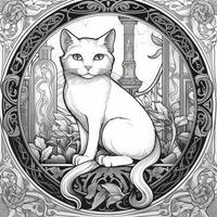 Art Nouveau Cats Coloring Pages photo