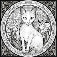 Art Nouveau Cats Coloring Pages photo