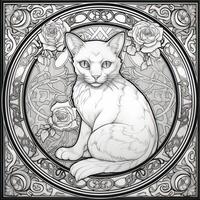 Art Nouveau Cats Coloring Pages photo