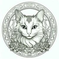 Art Nouveau Cats Coloring Pages photo
