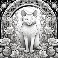 Art Nouveau Cats Coloring Pages photo