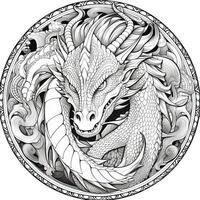 Art Nouveau Dragon Coloring Pages photo