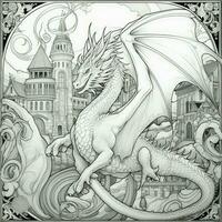 Art Nouveau Dragon Coloring Pages photo