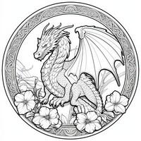 Art Nouveau Dragon Coloring Pages photo