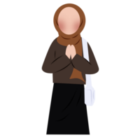 Faceless muslim girl greeting pose png