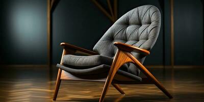 ai generado. ai generativo. arquitectura brazo silla suave almohada madera sentar lugar. producto acogedor hogar oficina diseño. gráfico Arte foto