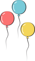 Three Simple Cartoon Hand Drawn Balloons png