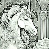 Art Nouveau Unicorn Coloring Pages photo