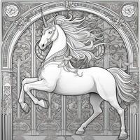 Art Nouveau Unicorn Coloring Pages photo