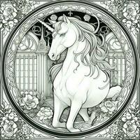 Art Nouveau Unicorn Coloring Pages photo