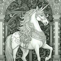 Art Nouveau Unicorn Coloring Pages photo