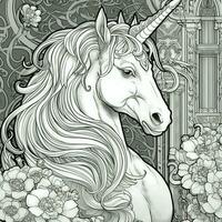 Art Nouveau Unicorn Coloring Pages photo