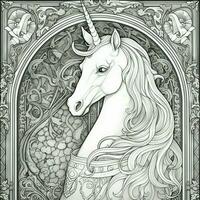 Art Nouveau Unicorn Coloring Pages photo