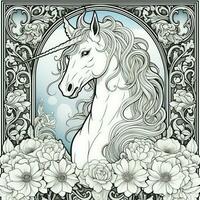 Art Nouveau Unicorn Coloring Pages photo